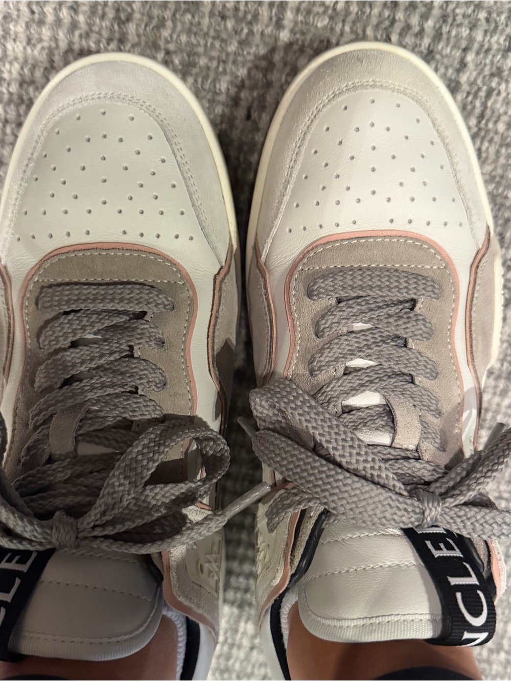 Moncler Women's Grey & Pale Pink Suede Low-Top Sneaker - Picture 5 of 7
